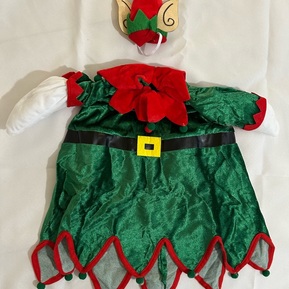 Holiday Elf Costume with Hat - Green and Red